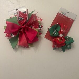 Holiday Hair Bow Set - Red and Green